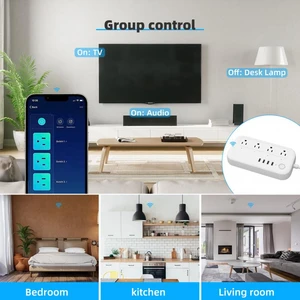 Us Smart Socket Switch Voice Control Wifi Plug-in Timing Sub-control Switch Support Alexa Goole Home Tuya Smart Home Wireless