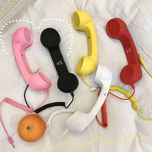 Cell Phone Handset, Retro Telephone Handset Adjustable Volume Receivers MIC Microphone 3.5MM for Mobile Phones, Computer