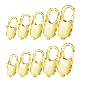 5pcs/lot 18k Gold Mirror Polished 316L Stainless Steel Rectangle Lobster Clasp Oblong DIY Jewelry Necklace Making Claw Clasps