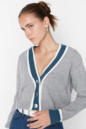 Trendyol Gray Crop Knitwear Cardigan