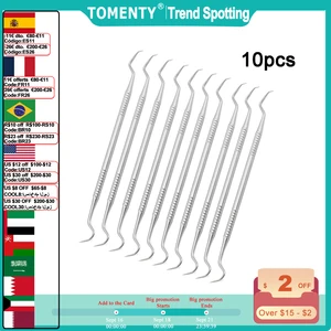 10pcs Stainless Steel Double Ends Dental Teeth Clean Hygiene Explorer Probe Hook Pick Dental Tartar Scraper Remover Tooth Care