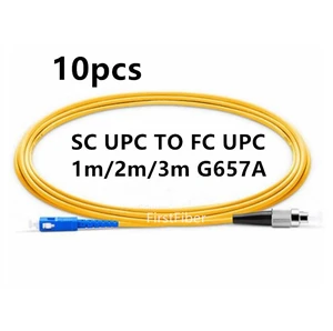 10pcs/bag SC UPC to FC UPC G657A Fiber Patch Cable, Jumper, Patch Cord Simplex 2.0mm PVC SM