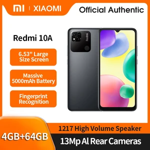 Xiaomi Redmi 10A Smartphone 5000mAh Battery 4GB+64GB 6.53" HD Helio G25 Octa Core Face+Fingerprint Unlock Cellphone