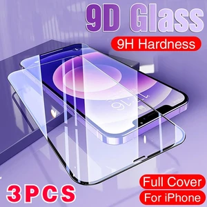 3PCS For 9D Tempered Glass iPhone 15 14 13 12 Pro Max /iPhone 12 Mini 11 Pro 6 6s 7 8 Plus X Xs Max Xr SE 2020 2022 Glass