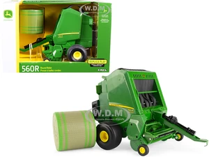 John Deere 560R Round Baler Green with Hay Bale 1/16 Diecast Model by ERTL TOMY