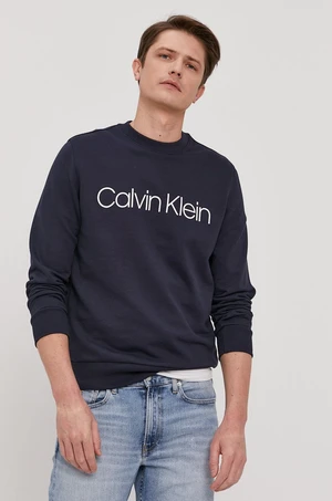 Mikina Calvin Klein pánska, tmavomodrá farba, s potlačou, K10K104059