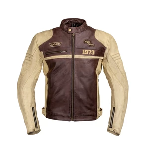 Pánská kožená moto bunda W-TEC Retro  černo-hnědo-béžová  4XL