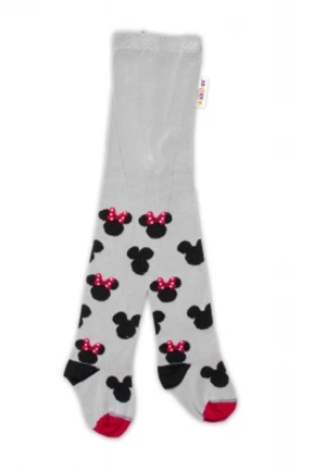 Baby Nellys Dětské punčocháče bavlněné, Minnie Mouse - šedé, vel. 62/74, vel. 104-110 (3-5r)