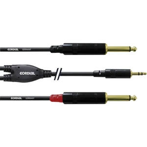 Cordial  audio káblový adaptér [1x jack zástrčka 3,5 mm - 2x jack zástrčka 6,35 mm] 6.00 m čierna