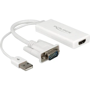 Delock 62460 VGA / USB / HDMI adaptér [1x VGA zástrčka, USB 2.0 zástrčka A - 1x HDMI zásuvka] biela  25.00 cm