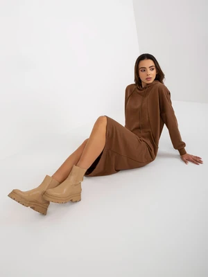 Basic brown oversized sweatshirt dress