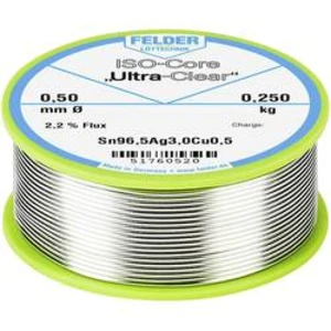 Pájecí cín Felder Löttechnik ISO-Core "Ultra Clear" SAC305, cívka, 0.250 kg, 0.5 mm