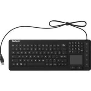 Klávesnice Keysonic KSK-6231 INEL (US), silikonová membrána, vodotěsné (IPX7), s podsvícením, integrovaný touchpad, tlačítka myši, černá