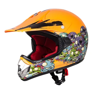 Dětská moto přilba W-TEC V310  Zombie Neon Orange  XL (55-56)