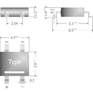 Křemíkový můstkový usměrňovač Diotec S380-SLIM, U(RRM) 800 V, 800 mA, TO-269