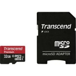 Paměťová karta microSDHC, 32 GB, Transcend Premium, Class 10, UHS-I, vč. SD adaptéru