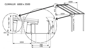 Hliníková pergola 600 cm antracit / polykarbonát Dekorhome 350 cm