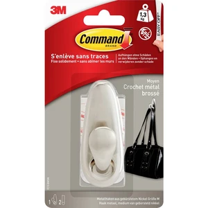 3M  Command ™ Stredný kovový háčik „klasický“ (d x š x v) 83 x 32 x 32 mm niklová (kartáčovaná) Množstvo: 1 ks