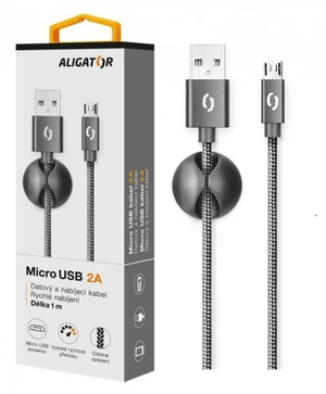 Datový kabel ALIGATOR PREMIUM 2A, MicroUSB, Black