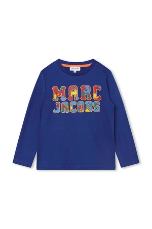 Dětské bavlněné tričko s dlouhým rukávem Marc Jacobs tmavomodrá barva, s potiskem
