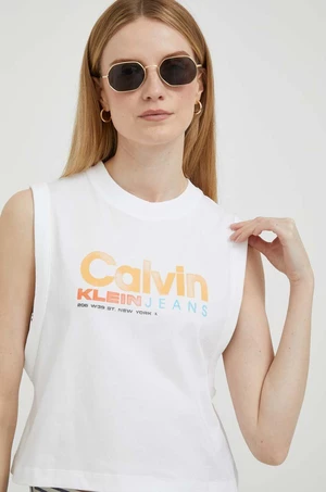 Bavlněný top Calvin Klein Jeans bílá barva, J20J221359