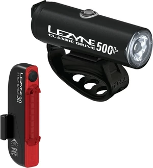 Lezyne Classic Drive 500+/Stick Drive Pair Negru satinat Front 500 lm / Rear 30 lm Față-Spate Lumini bicicletă