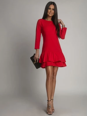 Základné červené šaty s volánikmi