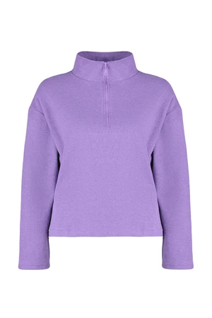 Trendyol Curve Purple Stand Collar Zippered Thessaloniki Thin Knitted Sweatshirt