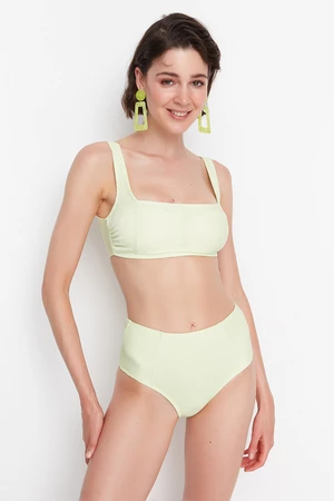 Trendyol Mint Textúrované Bikiny s Vysokým Pásom