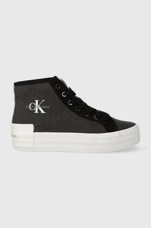 Kecky Calvin Klein Jeans BOLD VULC FLATF MID CS ML BTW dámské, černá barva, YW0YW01392