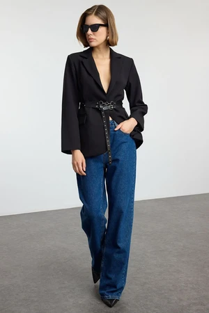 Trendyol Black Belted Woven Blazer Jacket