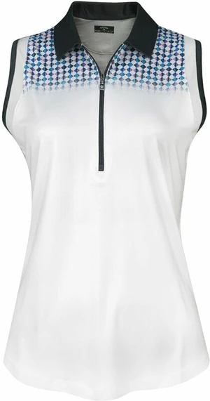 Callaway Womens Engineered Evanescent Geo Sleeveless Brilliant White XS Chemise polo