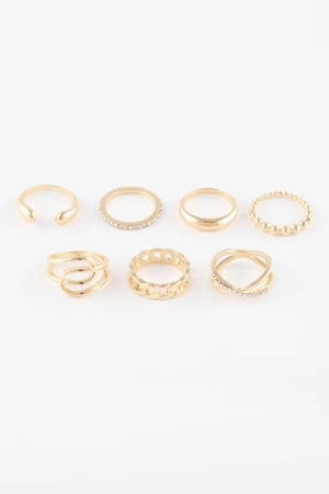 DEFACTO Women's 7-Piece Gold Ring