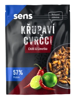 SENS Křupaví a pražení cvrčci - Chilli & Limetka 16 g