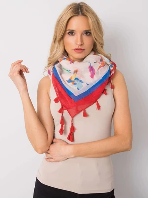 Beige scarf with colorful print