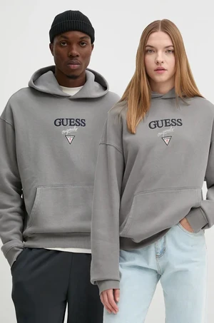 Mikina Guess Originals šedá farba, s kapucňou, s nášivkou, M4BQ29 K9V31