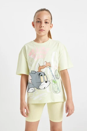 DEFACTO Girls Tom & Jerry Relax Fit Crew Neck Short Sleeve T-Shirt