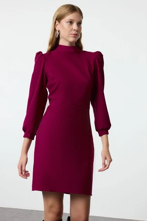 Trendyol Purple Body-hugging High Collar Mini Woven Dress