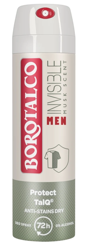 BOROTALCO Men Invisible Musk Scent Protect TalQ, Deodorant sprej pro muže 150 ml