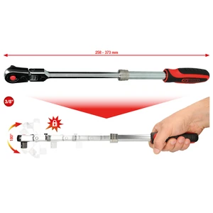 Teleskopická ráčna, kloubová, 3/8", přepínací, SlimPOWER, 258-373 mm - KS TOOLS 914.3820