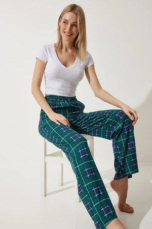 Happiness İstanbul Women's Dark Green Patterned Soft Textured Knitted Pajamas