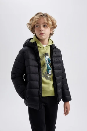 DEFACTO Boy's Water Repellent Hooded Basic Puffer Jacket