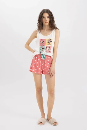 DEFACTO Fall In Love Pajama Set Disney Mickey & Minnie Tank Top Shorts Elastic Waist Bottom