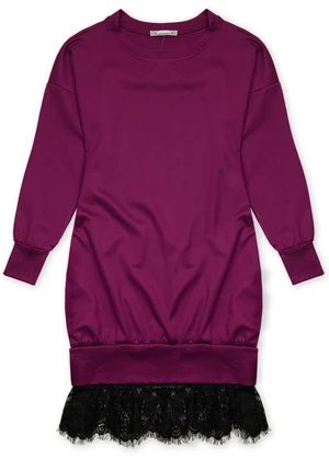 Sweatshirtkleid mit Spitze Violett