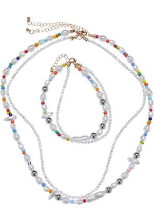 Assorted Pearlescent Layering Necklace and Ankle Set Multicolored