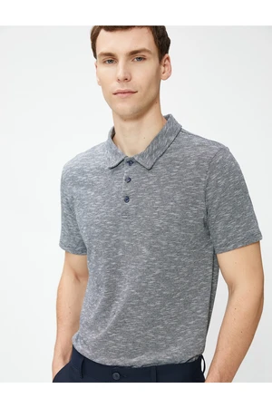 Koton Polo Neck T-shirt with Buttons, Short Sleeves