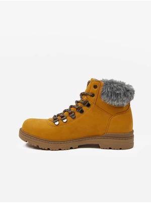 Mustard women's winter ankle boots with faux fur SAM 73 Mantary