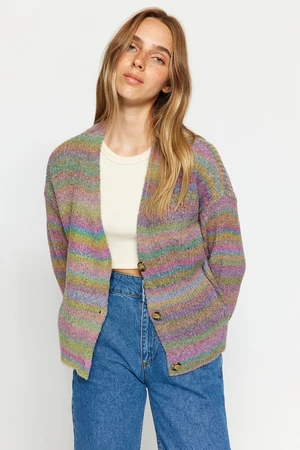 Trendyol Lilac Gradient Knitwear Cardigan