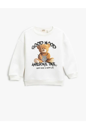 Koton Teddy bears Printed Sweatshirt with Rayons, Crew Neck