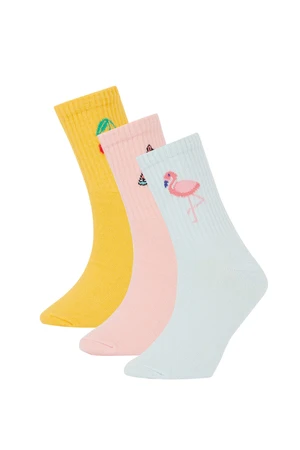 DEFACTO Girls' Cotton 3 Pack Long Socks